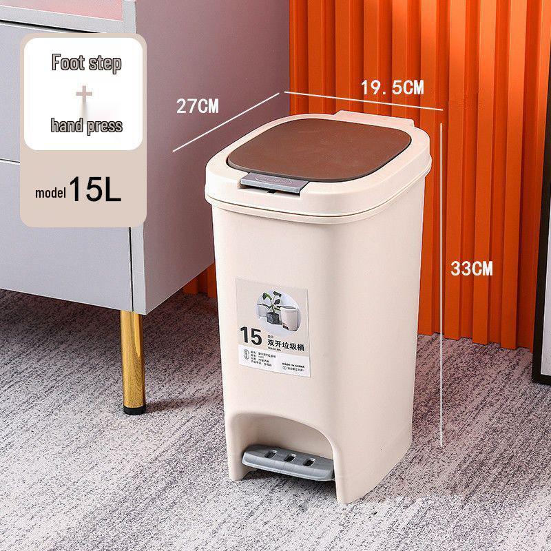 Large Odor-Proof Foot Pedal Trash Can with Lid for Home: Double Opening for Bedroom, Living Room, Kitchen, Bathroom, and Toilet.