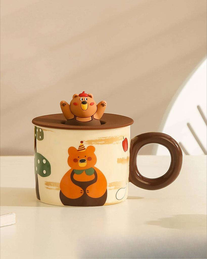 Retro Bear Cup Cute Cartoon Ceramic Cup Niche Mug Coffee Cup Girls Water Cup Cup Gift