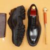 Leather Dress Leather Shoes Business Casual Thick Sole Heightening Block Engraved Wedding Men'S Shoes