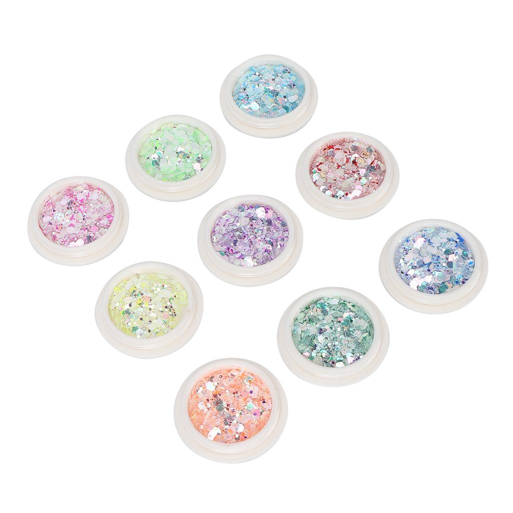 9 Boxes Nail Art Sequins DIY Nail Holographic Glitter Flakes Powder Manicure Decaration