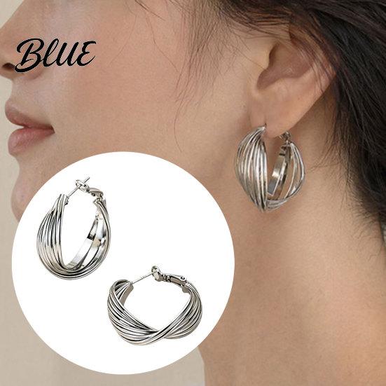 Minimalist Geometric Jewelry 1 Pair Twisted Hoop Earrings for Women