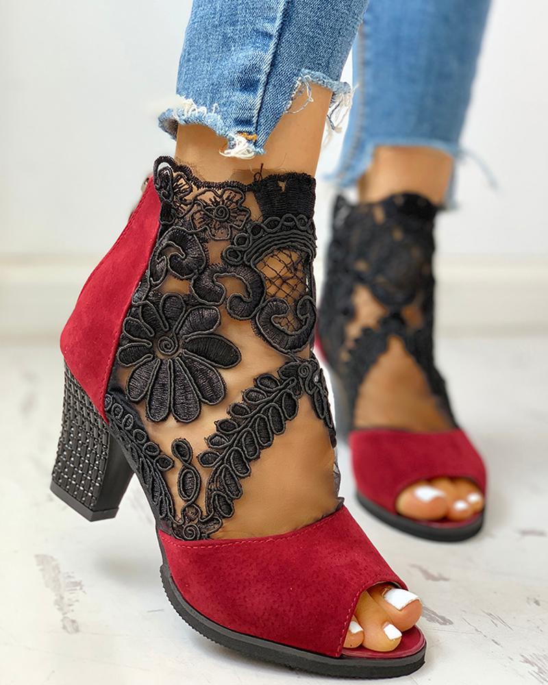 Womens Summer Sandals Casual Elegant Middle Heel High Heels Mesh Lace Up Shoes Large Size