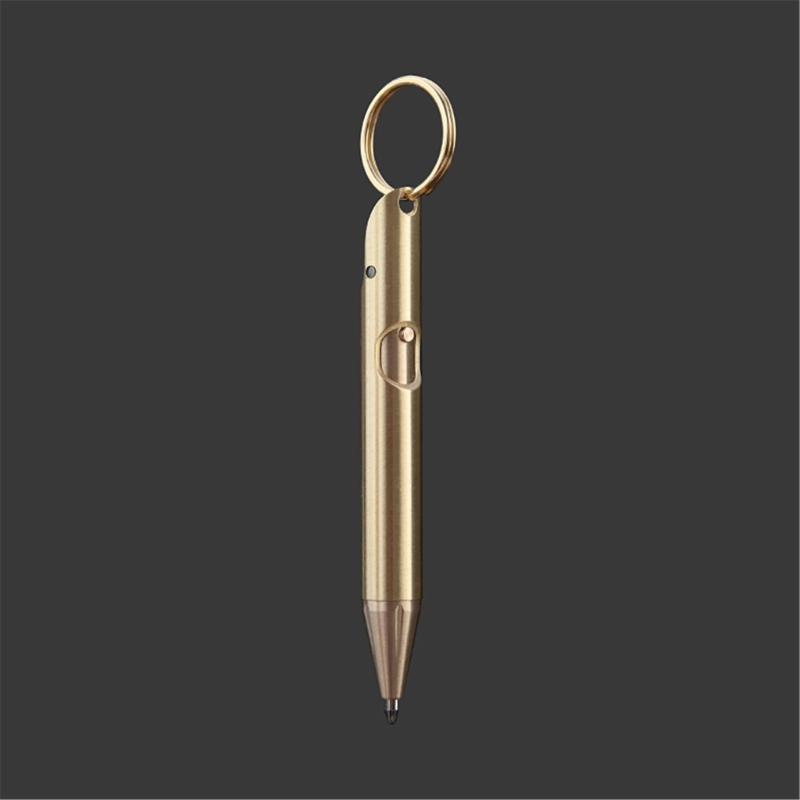 Brass Pocket Pen Keychain Pendant Travel Pen 1.0mm Retractable Ballpoint Pen Gift Pen Writing Pen