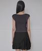 Peulleeoeob Asymmetrical Draped Strap Roll-Up T-Shirt (Fl-170_Charcoal)