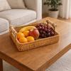 Rectangular Imitation Rattan Storage Basket Plastic Dry Fruit Storage Tray  Vegetable