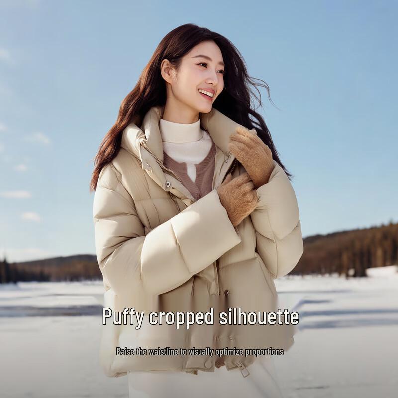 Qiushui Yiren Women s Hooded Short Puffer Down Jacket XL