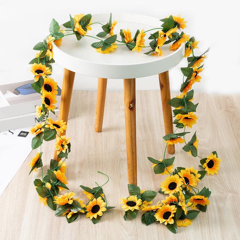 Artificial Sunflower Vine Wall Hanging - Floral Art for Living Room or Balcony