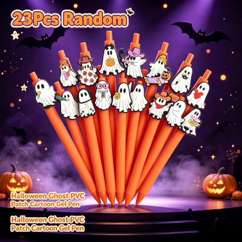 Cute Halloween Ghost Character Click Ballpoint Pen, 23 Pcs Random Styles, for Office Signing, Desktop Decor, Office Stationery, School Supplies