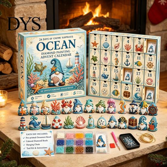 Christmas Party Favors Gnome Advent Calendar, 24 Day Countdown Box with Faux Diamond Holiday Season Toys Painting Craft Accessories, Collectible