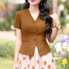 ZANZEA Women Summer V-Neck Short Sleeve Casual Blouse