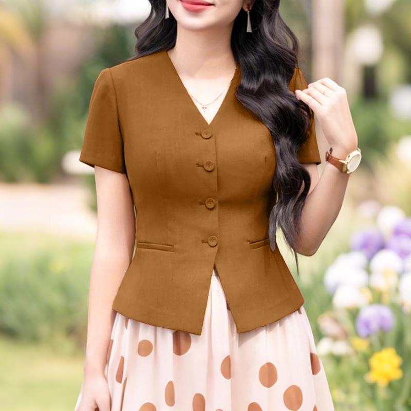 ZANZEA Women Summer V-Neck Short Sleeve Casual Blouse