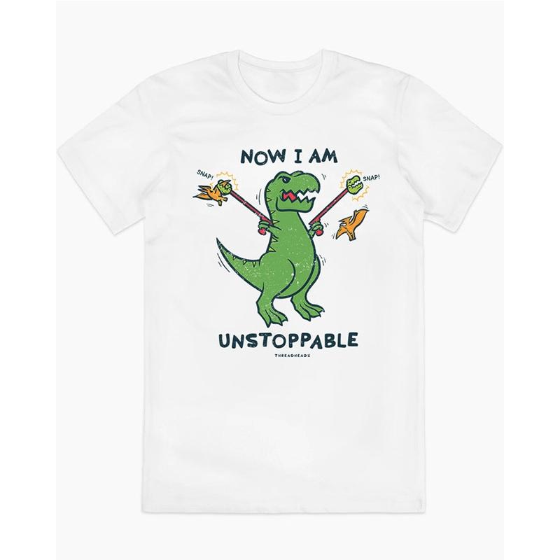 New Sale 2026 Summer I Am Unstoppable  Unstoppable Illustration Dinosaur Retro Unisexs Pure Cotton ShortSleeved TShirt