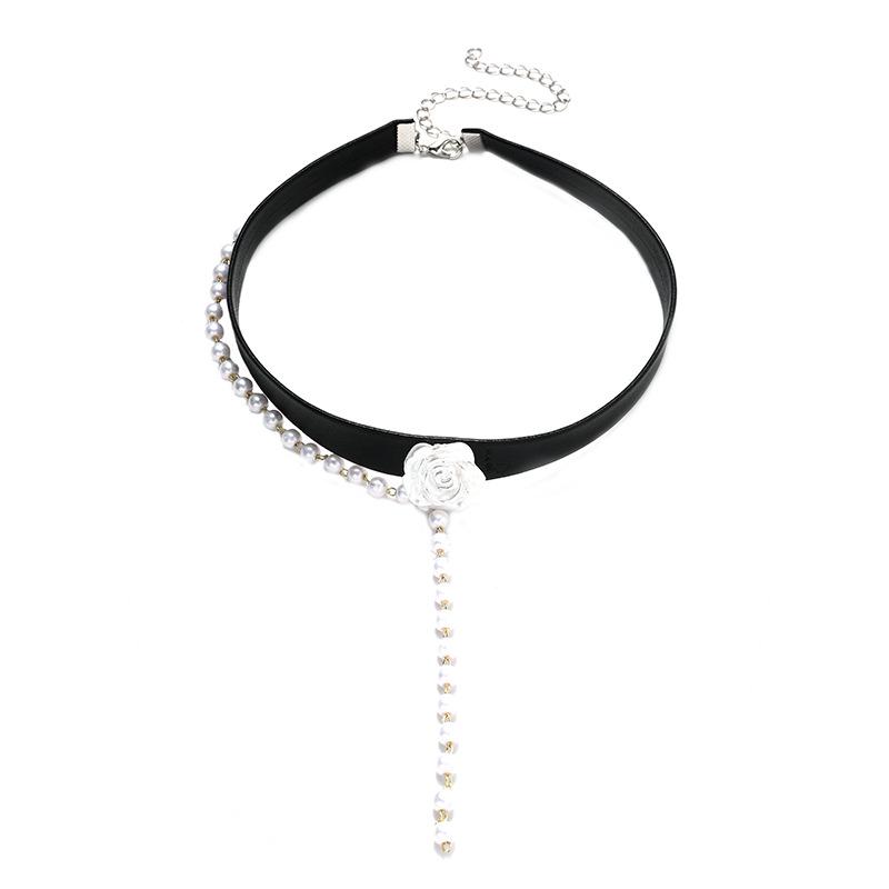Black Rose Butterfly Leather Necklace - European & American Style