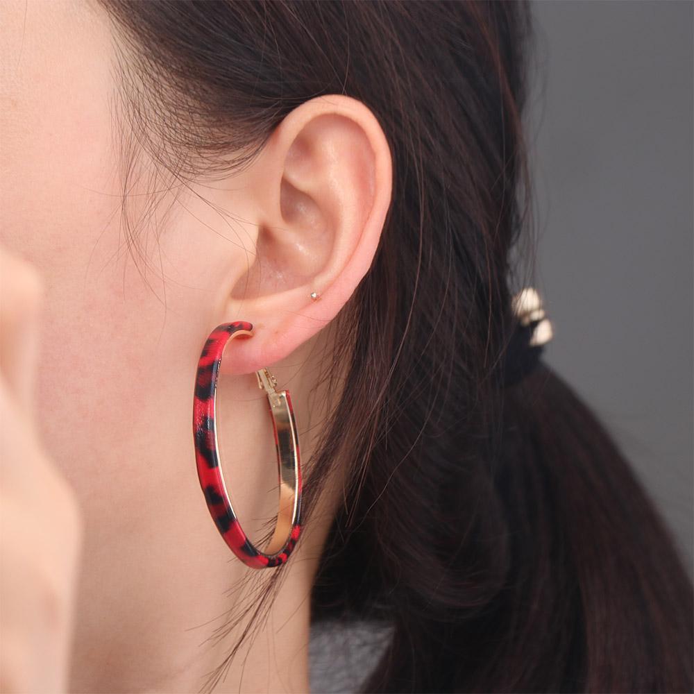 Circle Resin Hoop Earrings Y2k Women's Jewelry Retro Leopard Hoop Earrings Ladies/Girls