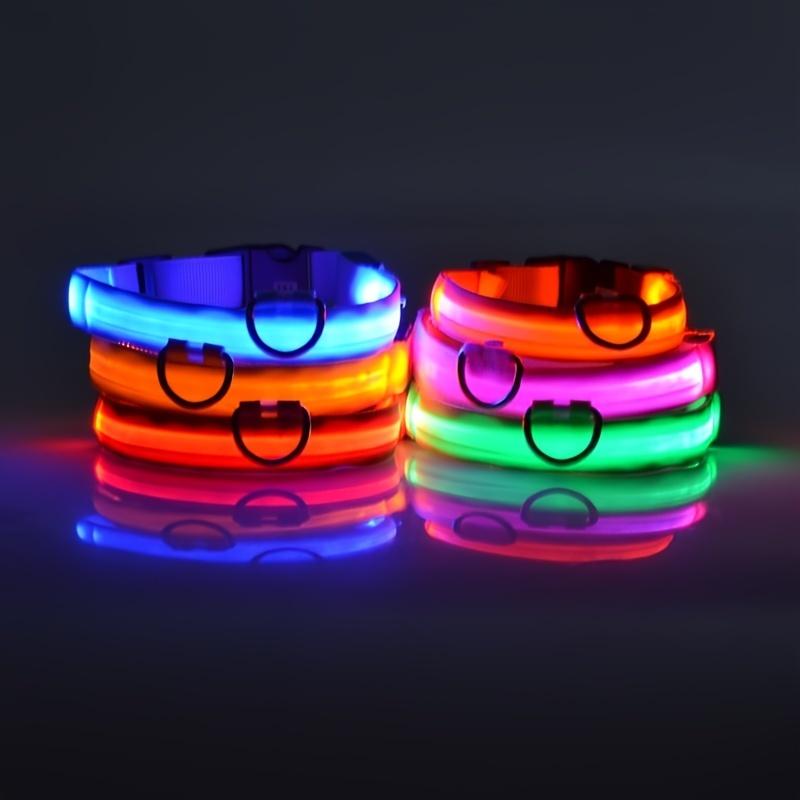 Nylon LED Night Safety Flashing Glow In The Dark Dog Leash Dogs Luminous Fluorescent Pet Dog Collar USB Charginh