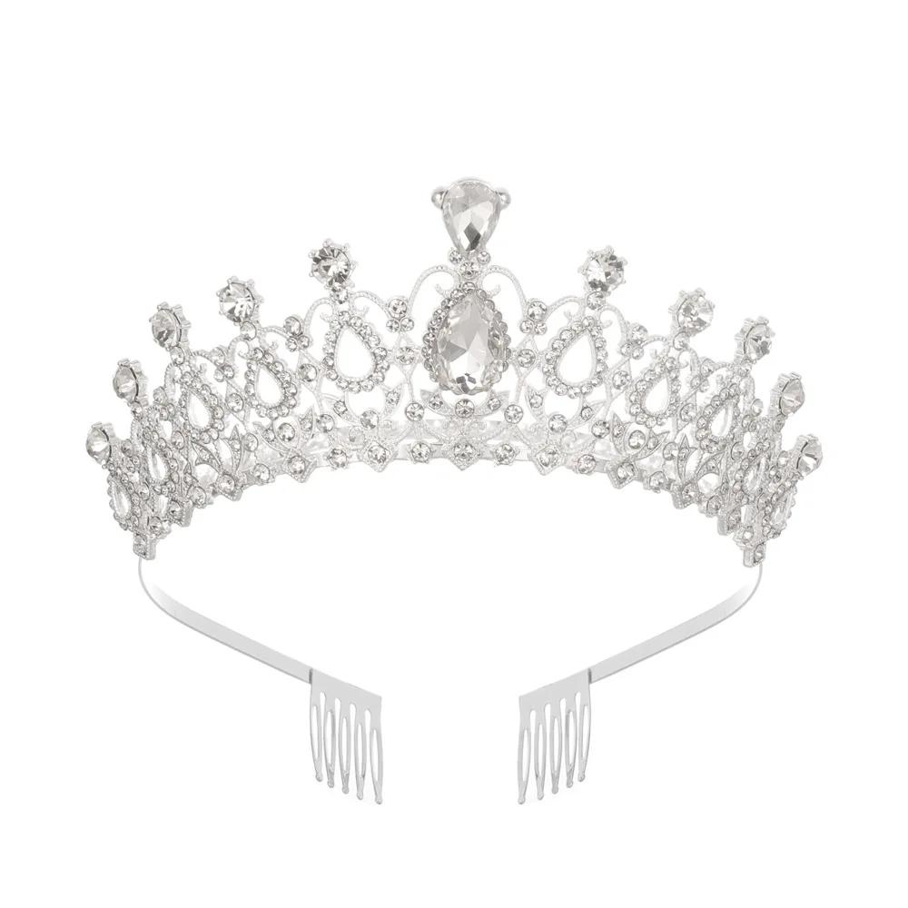 Wedding Hair Accessories Crystal Rhinestone Crowns with Combs Queen Princess Diadems Tiaras Head Jewelry Hot Sale Bridal Girls