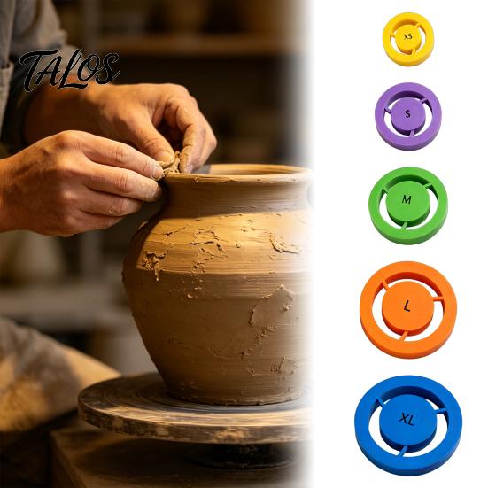 Clay Shaping Tools for Pottery Wheels 5 PCS Foot Ring Tool, Molder, Base Aligner Handmade Ceramic Plate Ceramics, Even Press Tool Bowls Cups Espresso