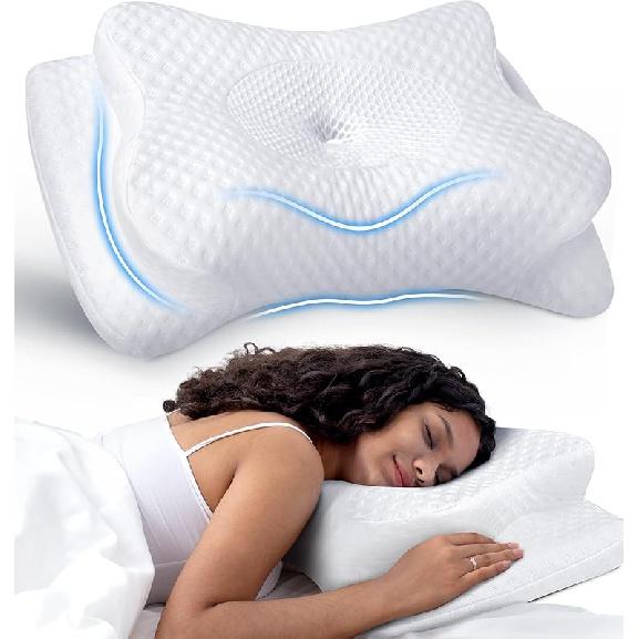 Cozyplayer Neck Cervical Pillow, Adjustable Cervical Pillow for Neck Support with Armrest, Odorless Ergonomic Butterfly Memory Foam Pillows,