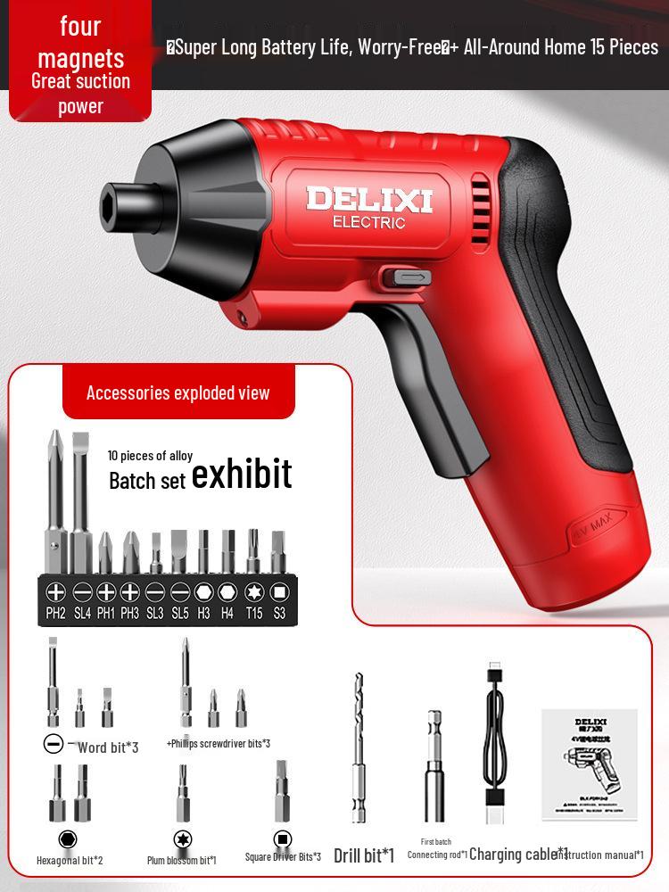 Delixi Rechargeable Mini Automatic Electric Screwdriver for Small Household Tasks