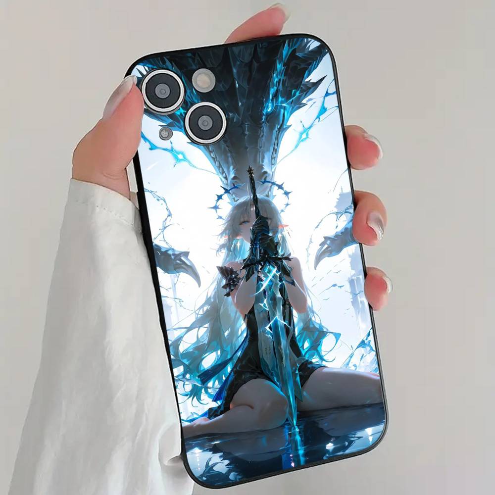 Anime Game W-Wuthering W-Waves Phone Case Cool Black Silicone Soft For IPhone 16 15 14 13 12 11 X XR Plus Pro Max Plus
