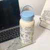 Portable Bowknot Insulated Cup 900ml Blue Vacuum Water Bottle Black Stainless Steel Thermal Car Cup