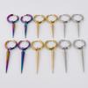 Metal Alloy Pointed Cone Pendant Earring 3D Stainless Steel Hoop Piercing Earrings For Women Men Accessories Punk Jewelry Aretes