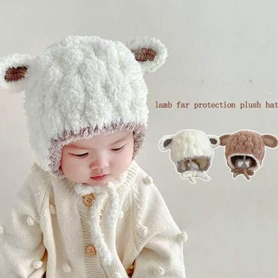 Winter Baby Hat Lamb Ear Headband Cute Male Female Baby Warm  Windproof Outdoor Plush Hat Ear Protection Hat