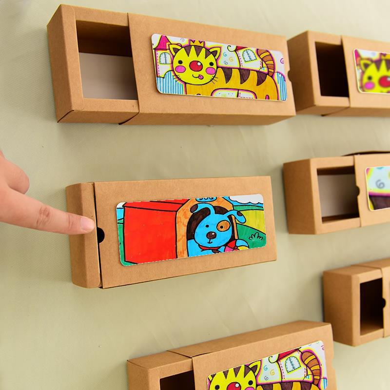 3D Story Joke Kraft Paper Storage Box for Kindergarten Wall Decor
