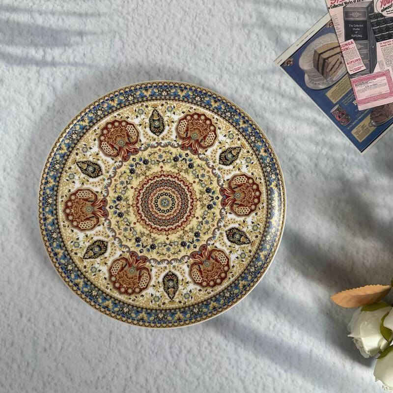 European Bohemian Ceramic Divided Dumpling Plate Set