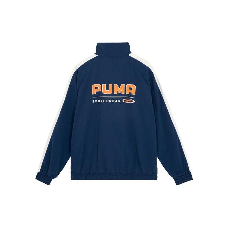 Puma Sports Stand Collar Zipper Logo Jacket Unisex Jacket Dark-Blue 627167-12