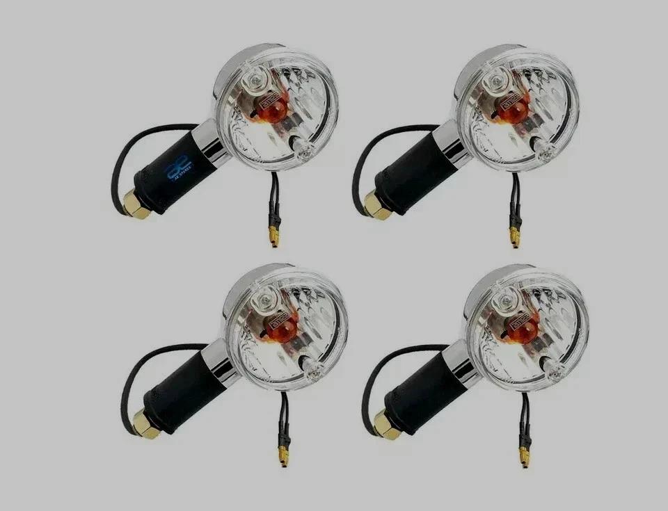 Fit For Royal Enfield 350 500cc Clear Chrome Indicator Set Of 4 Unit