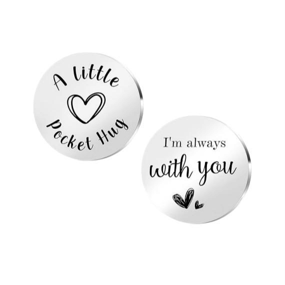 Pock Hug Leather Pocket Token & Stainless Steel Decision Coin Valentine's Day Gift for Lover