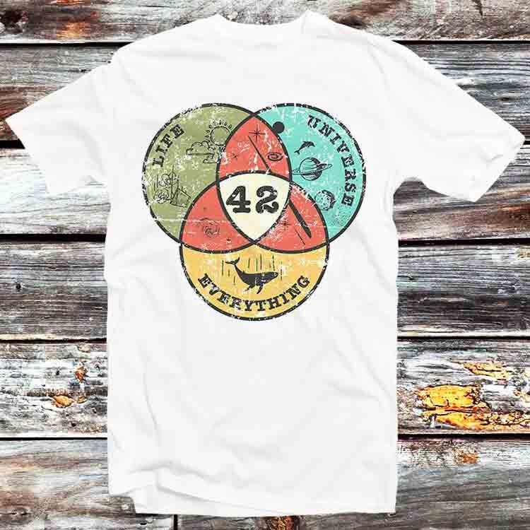 

Venn Diagram Life Universe Everything 42 Is The Answer T Shirt B685 4XL