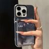 2in1 Card Holder Slot Wallet Po Pocket Clear Candy Color Case For iPhone 16 15 14 13 12  Pro Max TPU+PC Shockproof Cover