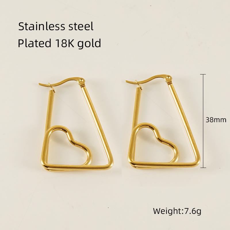 

Минималистичные серьги-сердечки из титановой стали - Роскошный нерегулярный дизайн для женщин 18K Gold Plated золотой