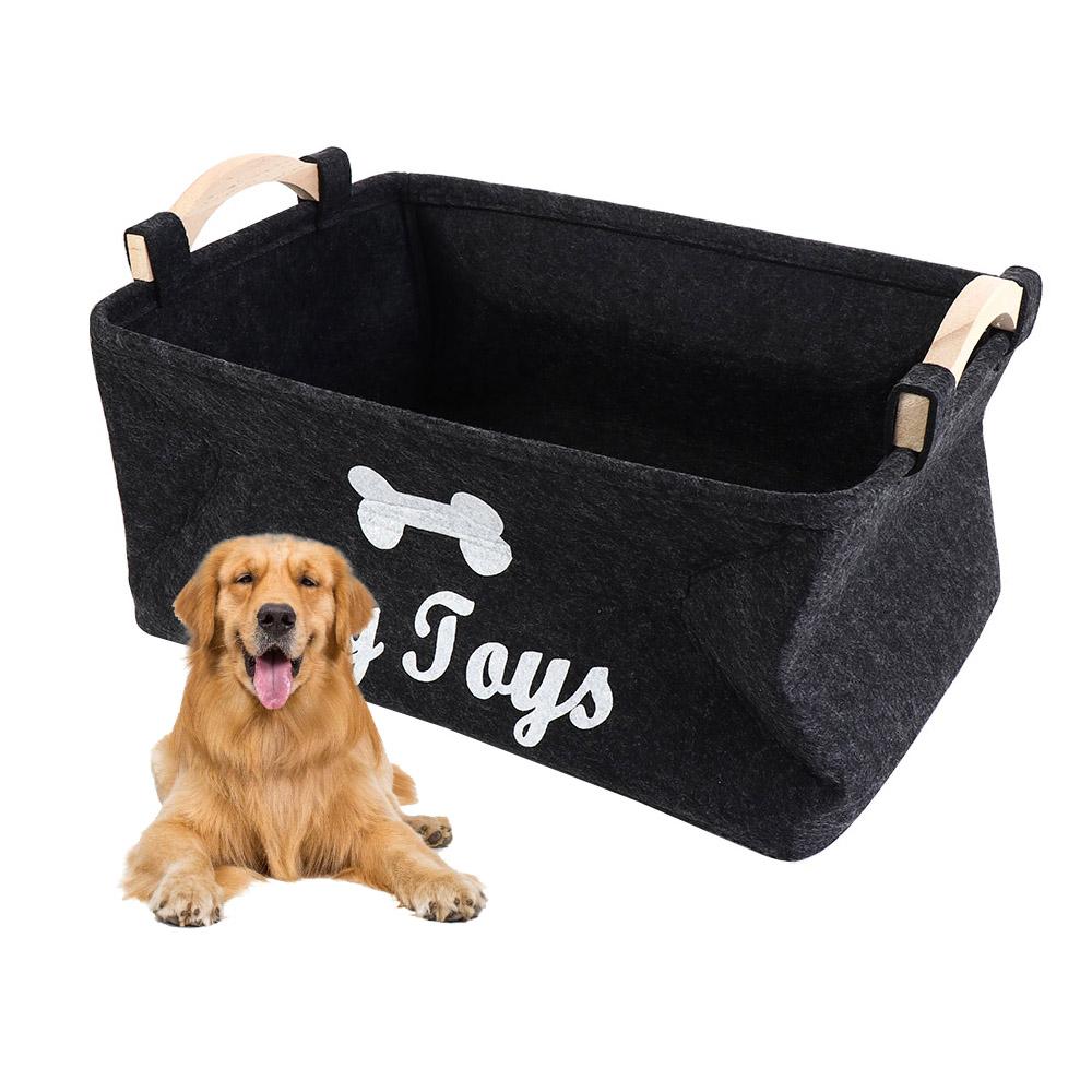 

Cartoon Pattern Pet Toy Bin Box with Handle Dog Sundries Organizer Baskets Toys чёрный