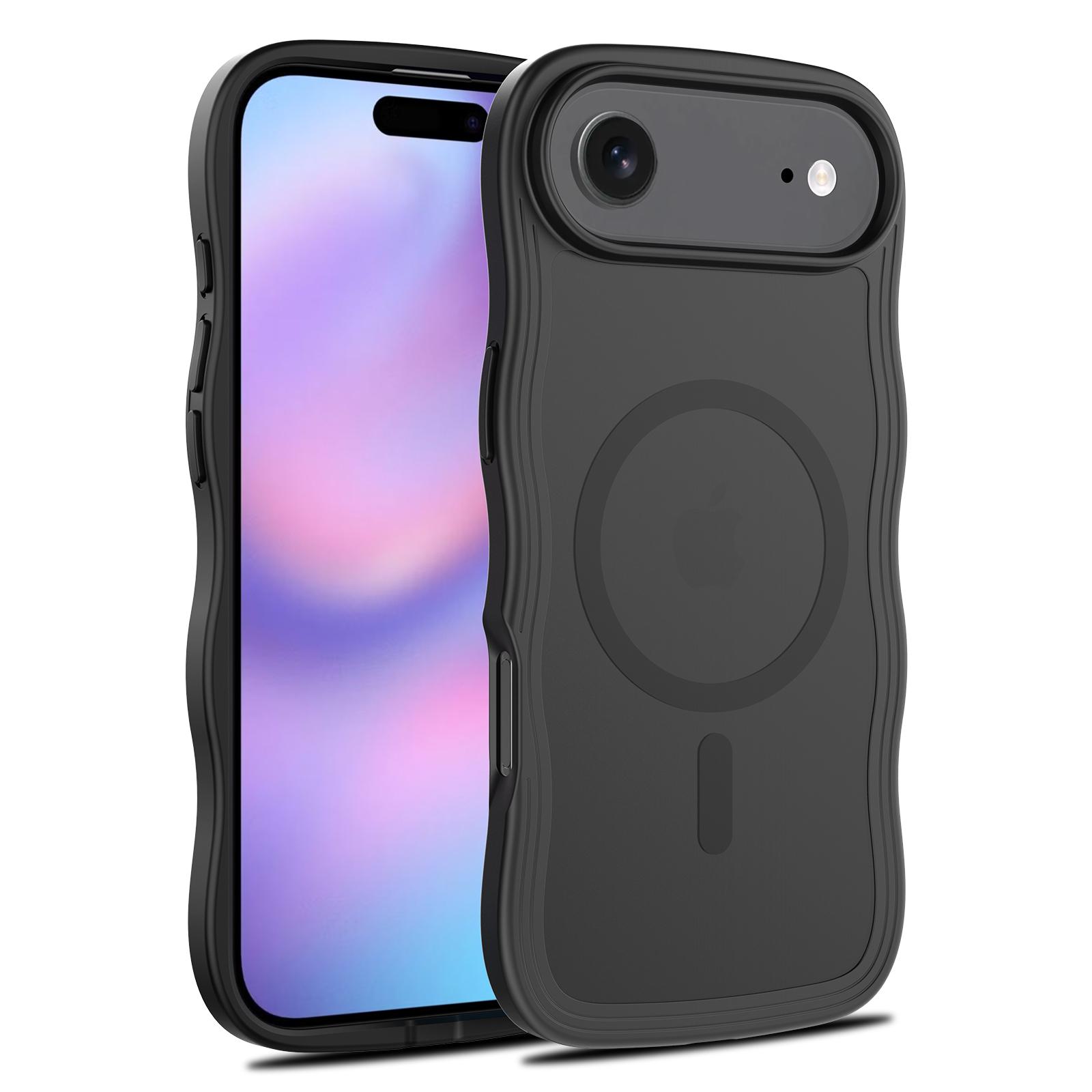 

Magnetic Anti- Fingerprints Phone Case for Magsafe Mag Safe Iphone 17 Pro Max Air 16E 16 E 15 Plus 14 13 12 17Pro Wave Pattern Phone Case Accessories iphone 17 pro max чёрный