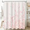 Delicate Pink Flowers Print Shower Curtain Waterproof Bath Decor for Bathroom Renovation Home Decoration White + Red Fabric Size