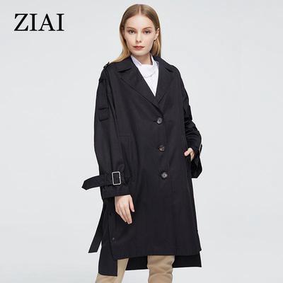 Trenčkot dlhý Fashion Vetruodolná kapucňa veľká veľkosť čierna Windbreaker ZS-7511