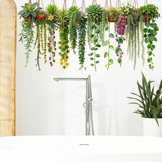 Pegatinas de Pared de Enredaderas Colgantes Plantas Verdes Hojas Pegatina de Pared Extraíble Pelar y Pegar Murales Artísticos de PVC para Sala de Estar Dormitorio Aula Cocina