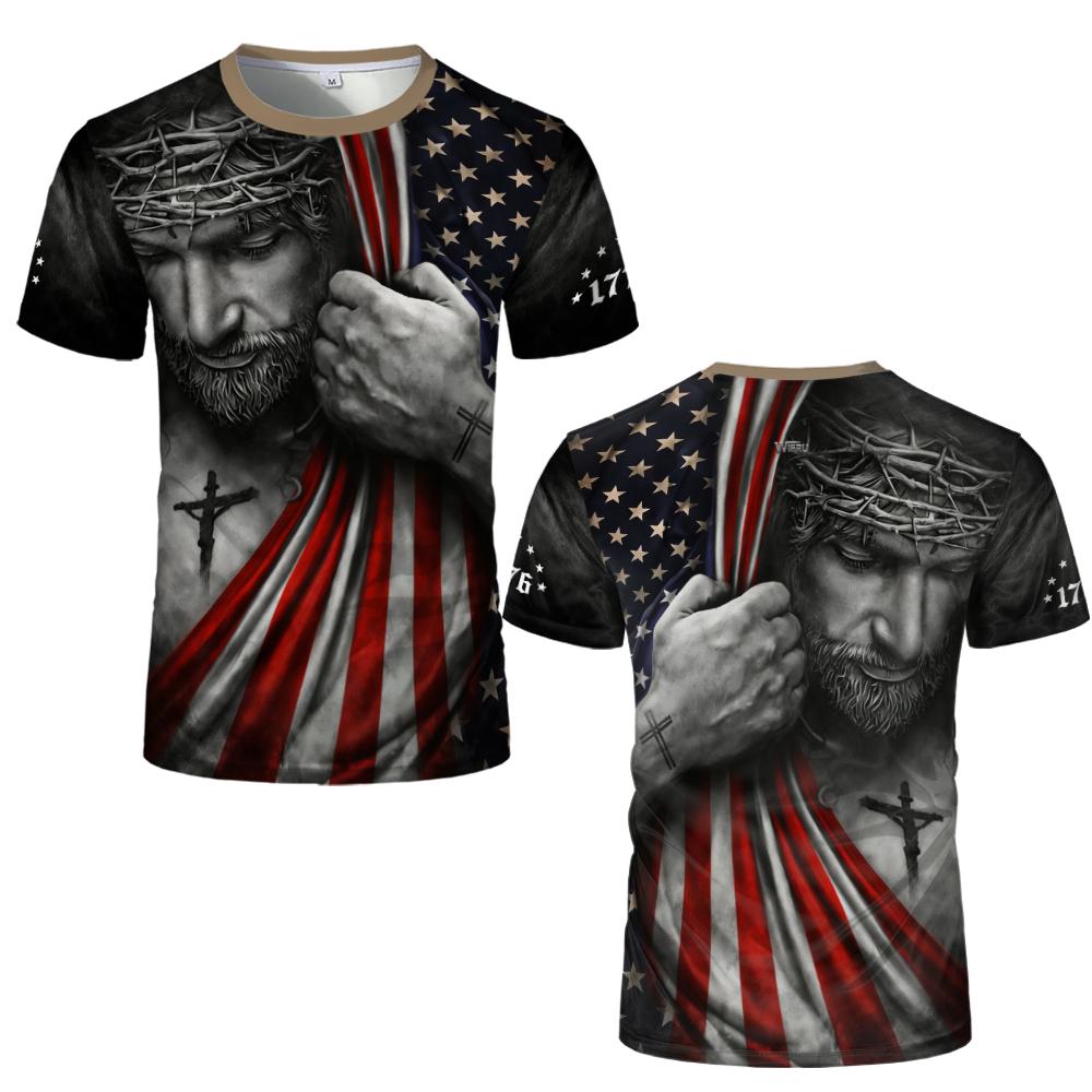 T-shirt Stile Bandiera Americana Retro Stampa 3D Estate Aquila Cuore Grafica Tee Street Unisex Sportivo Casual Traspirante Manica Corta