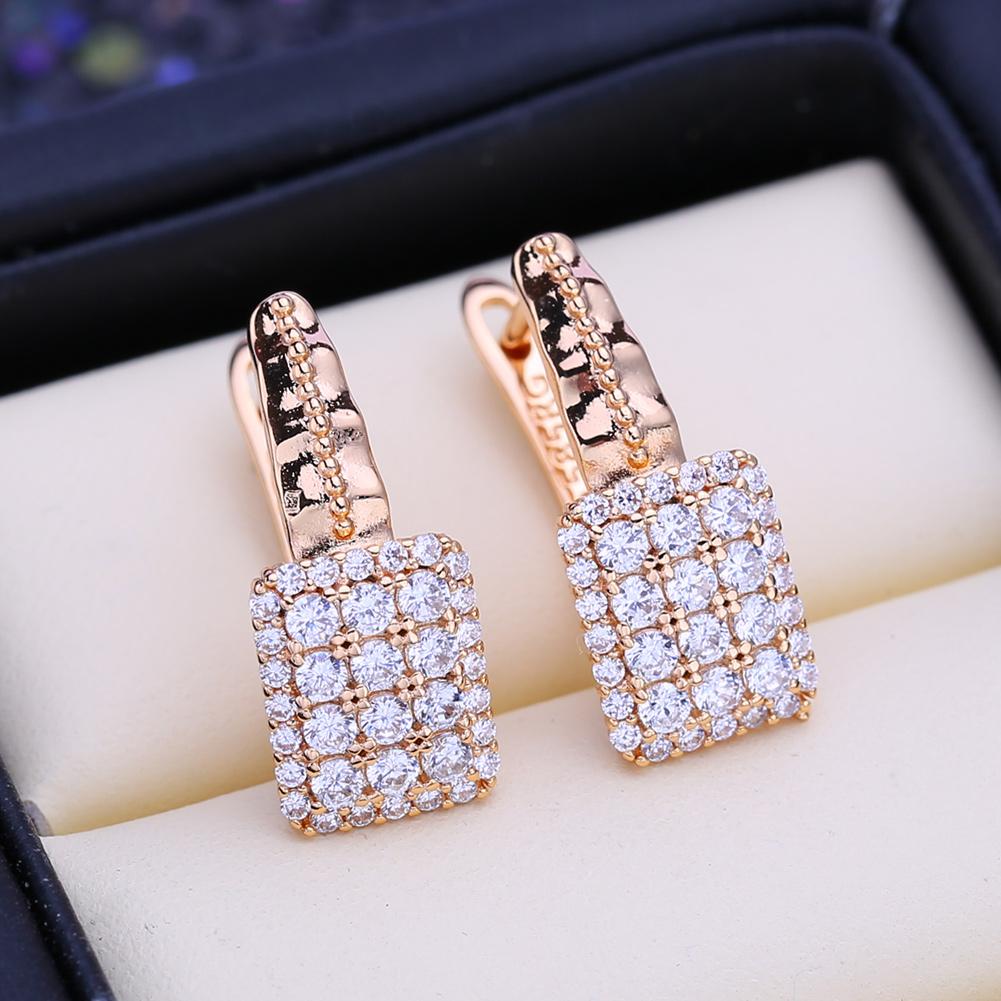 FEEYOO Clip-Ohrringe, Roségoldfarben, modische Ohrringe für Damen, Zirkonia, Ohrstecker, Schmuck