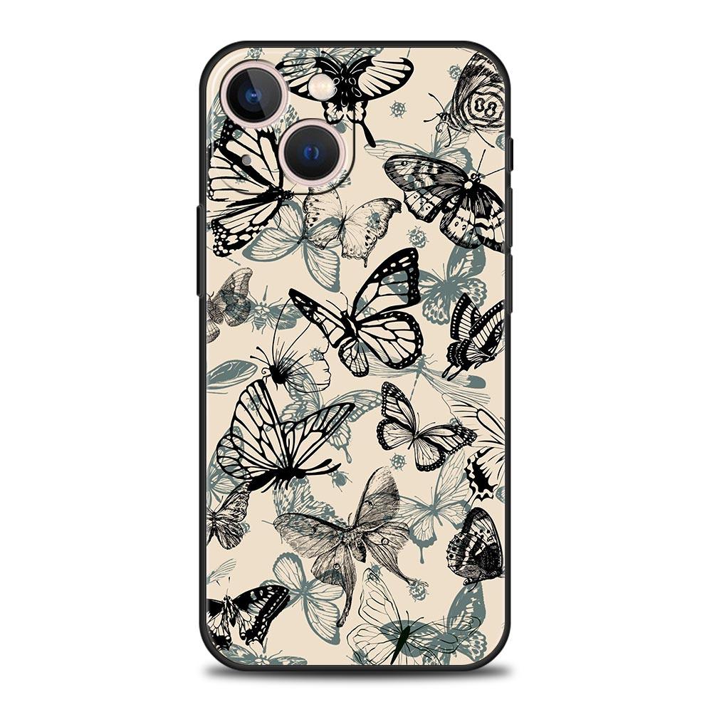 Fashionable Butterfly Flower Pattern Phone Case Cover for iPhone 17 16 15 14 13 12 Pro Max 11 Pro Max 17 AIR Plus Soft TPU Shell