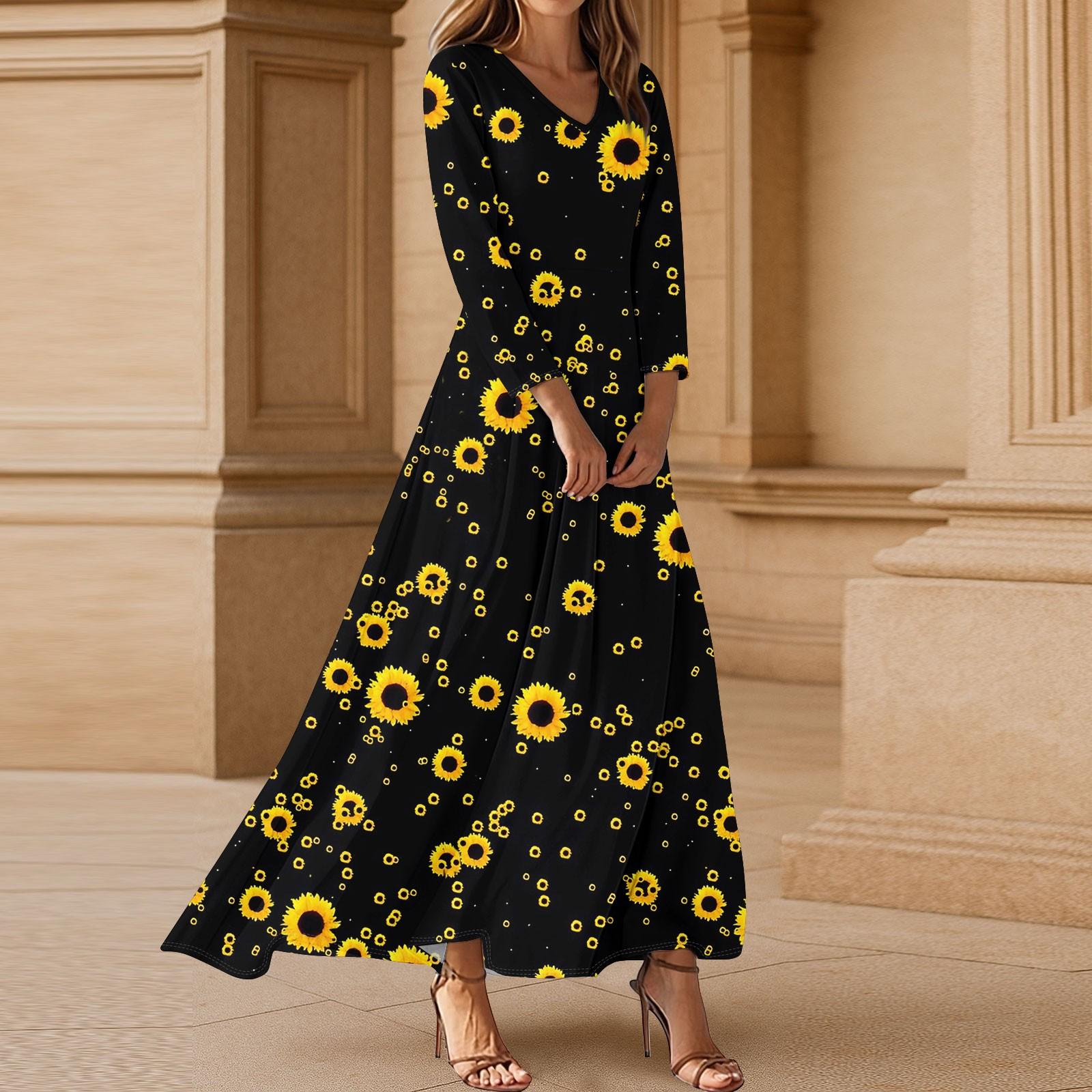 

Платья для женщин Винтажное туниковое платье миди с завышенной талией Летнее повседневное платье с рукавом 3/4 M чёрный