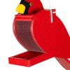 Red Bird Birdseed Dispenser Handcrafted Wooden Bird Feeder Hanging Wild Bird Feeder for Outdoor Garden Backyard Decoration