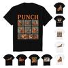 Men Tee Shirt Punch Monkey Neck Short Sleeve Pattern Round Pullover Tops Stretchy Fit Solid Color