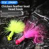 Handmade Colorful Chicken Feather Micro Fly Hook Jig Head Lure 0.9g 1.7g 3.5g Fake Bait for Bass Fishing
