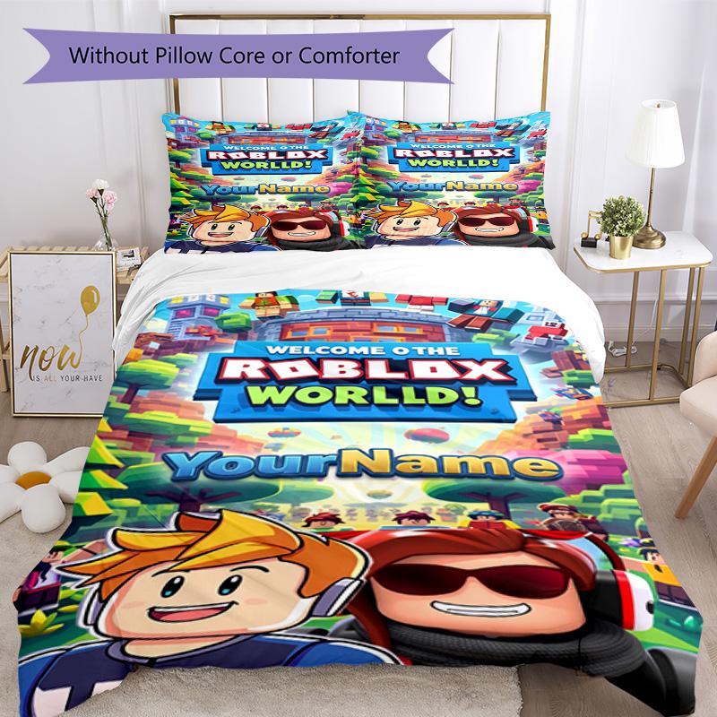 Roblox 441 Customize Your Name Bedding Set Breathable Duvet Cover with Pillowcases Home Decoration Birthday Gift