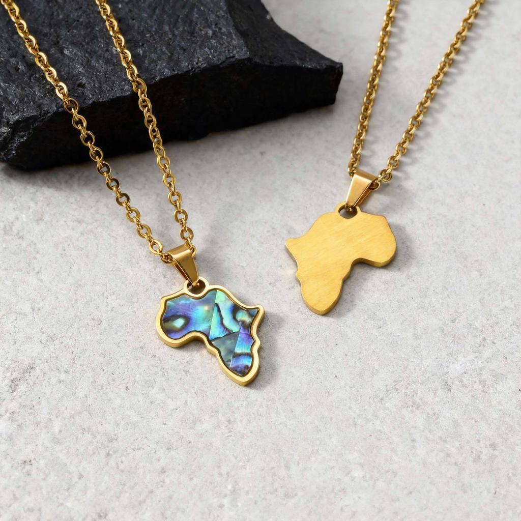 Accessories, Stainless Steel Plated 18K Gold Africa Map Pendant Necklace Women Accessories Pn-2185