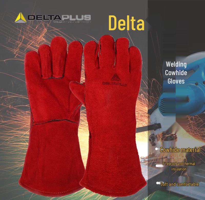 Delta CA515R Cowhide Welding Gloves - Two-Layer, Full Lined 10 красный